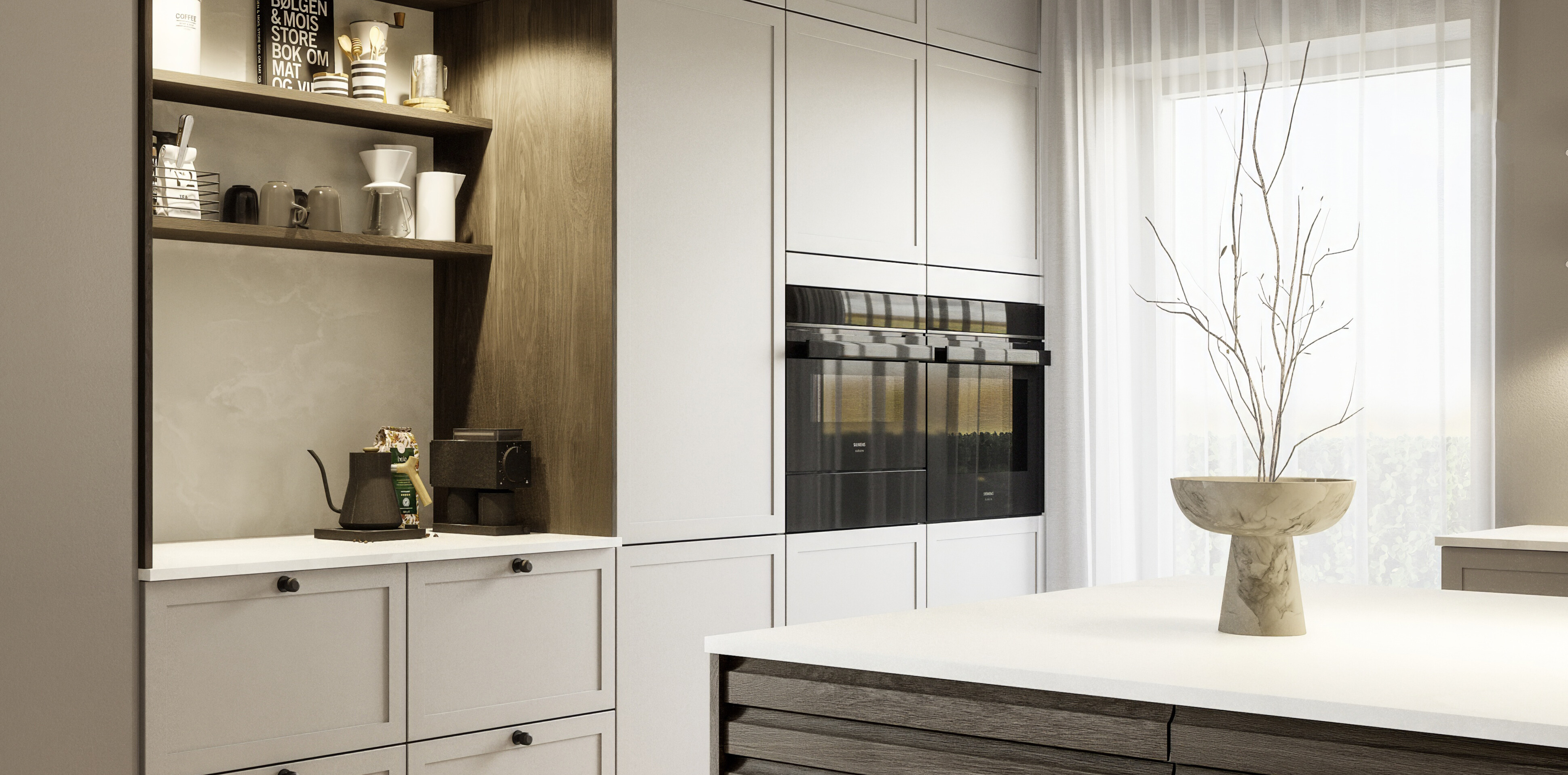 Integreringen av Siemens' høyteknologiske hvitevarer i våre kjøkkendesign er en del av vårt løfte om å alltid yte det lille ekstra.