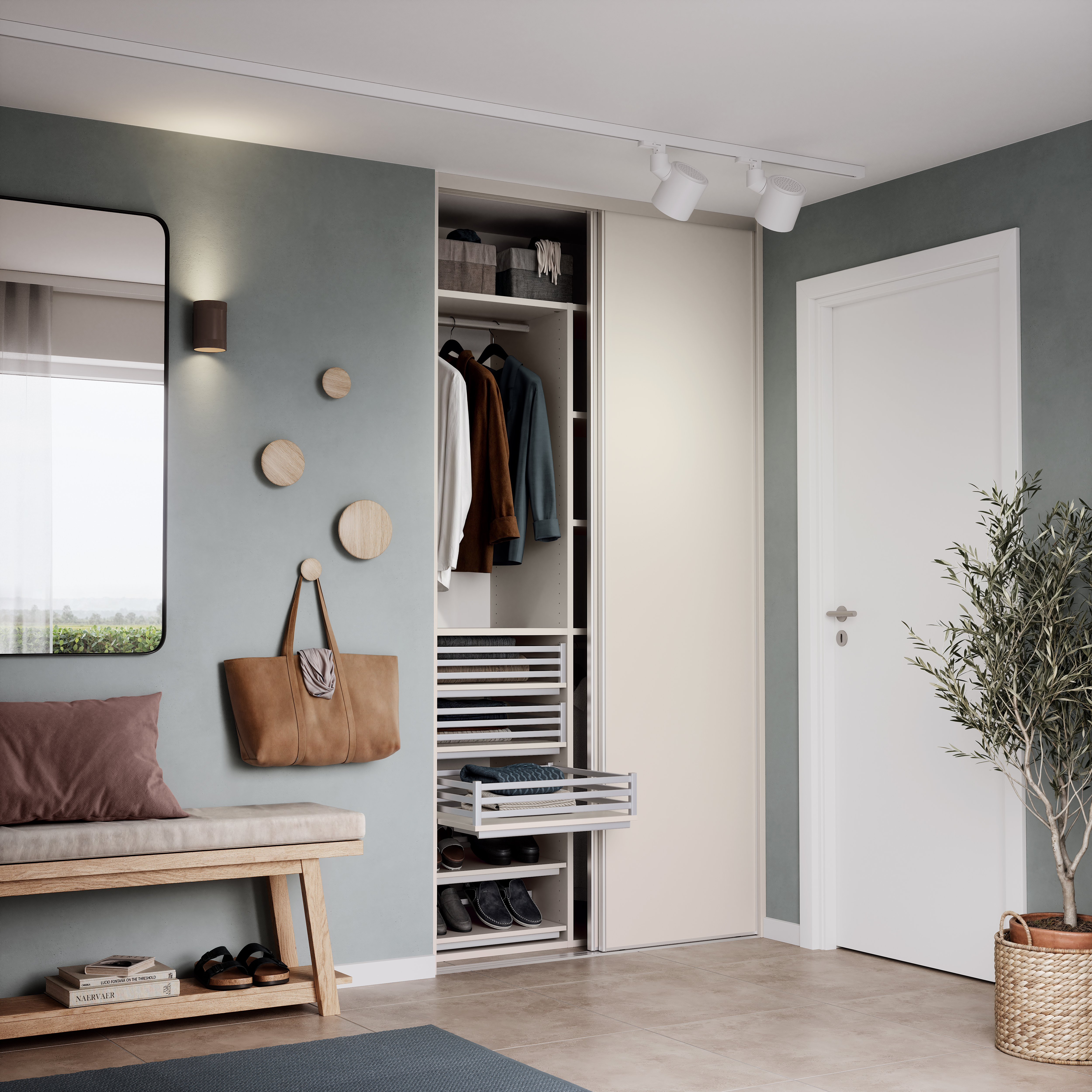 Garderobe med skyvedør