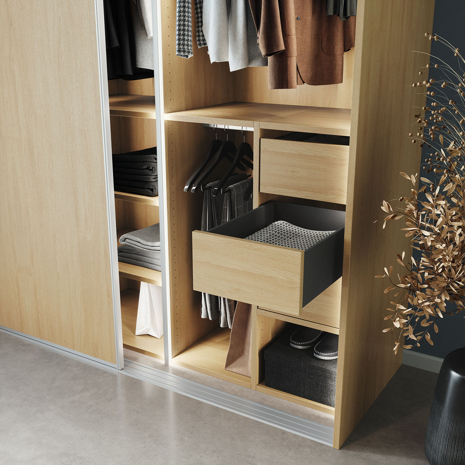 Garderobe med skyvedør
