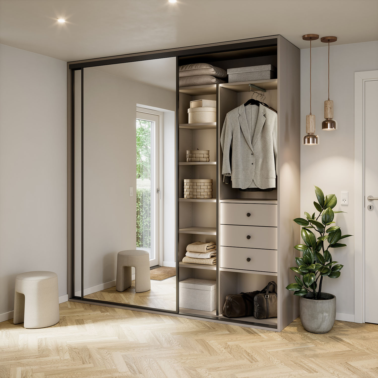 Garderobe med skyvedør