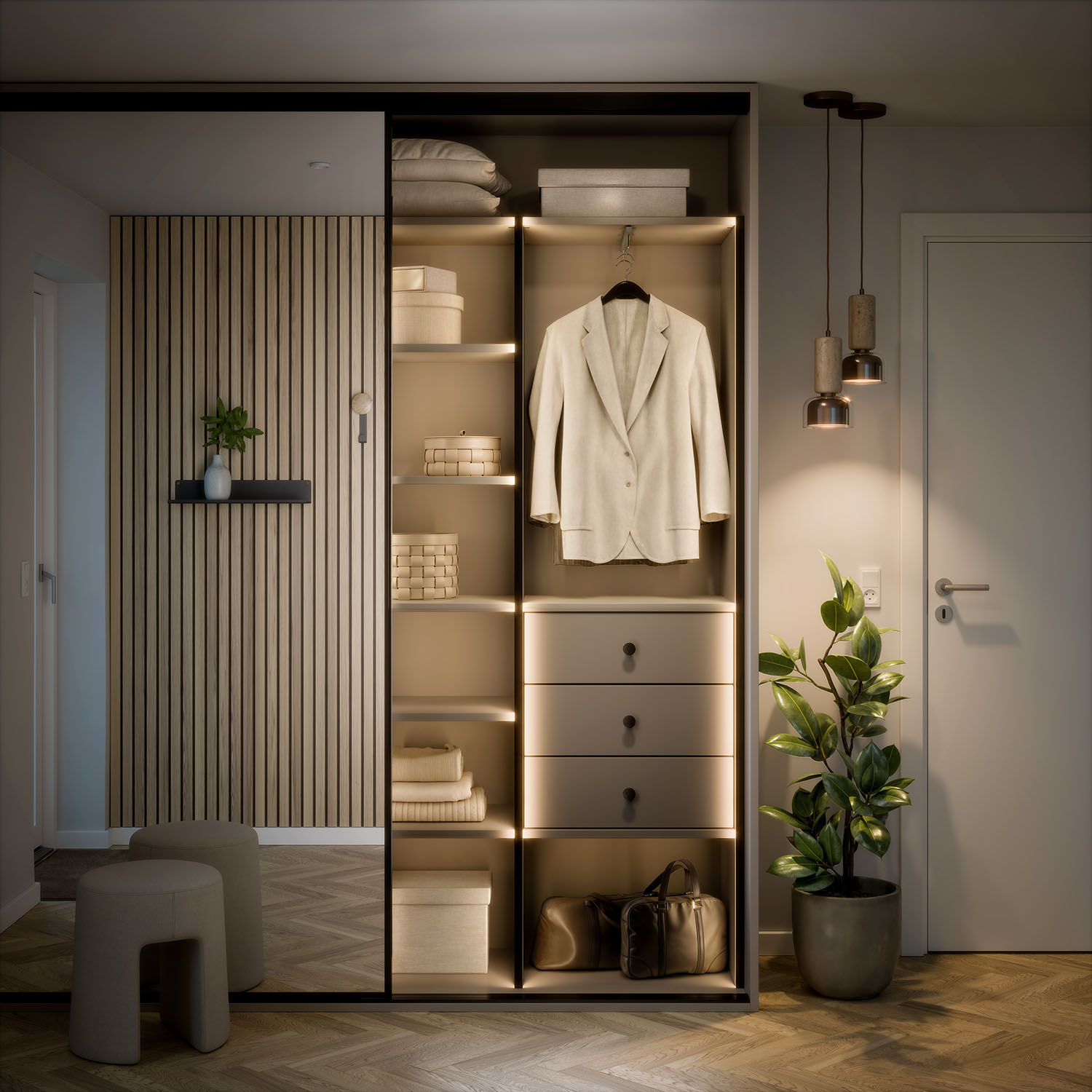 Garderobe med skyvedør