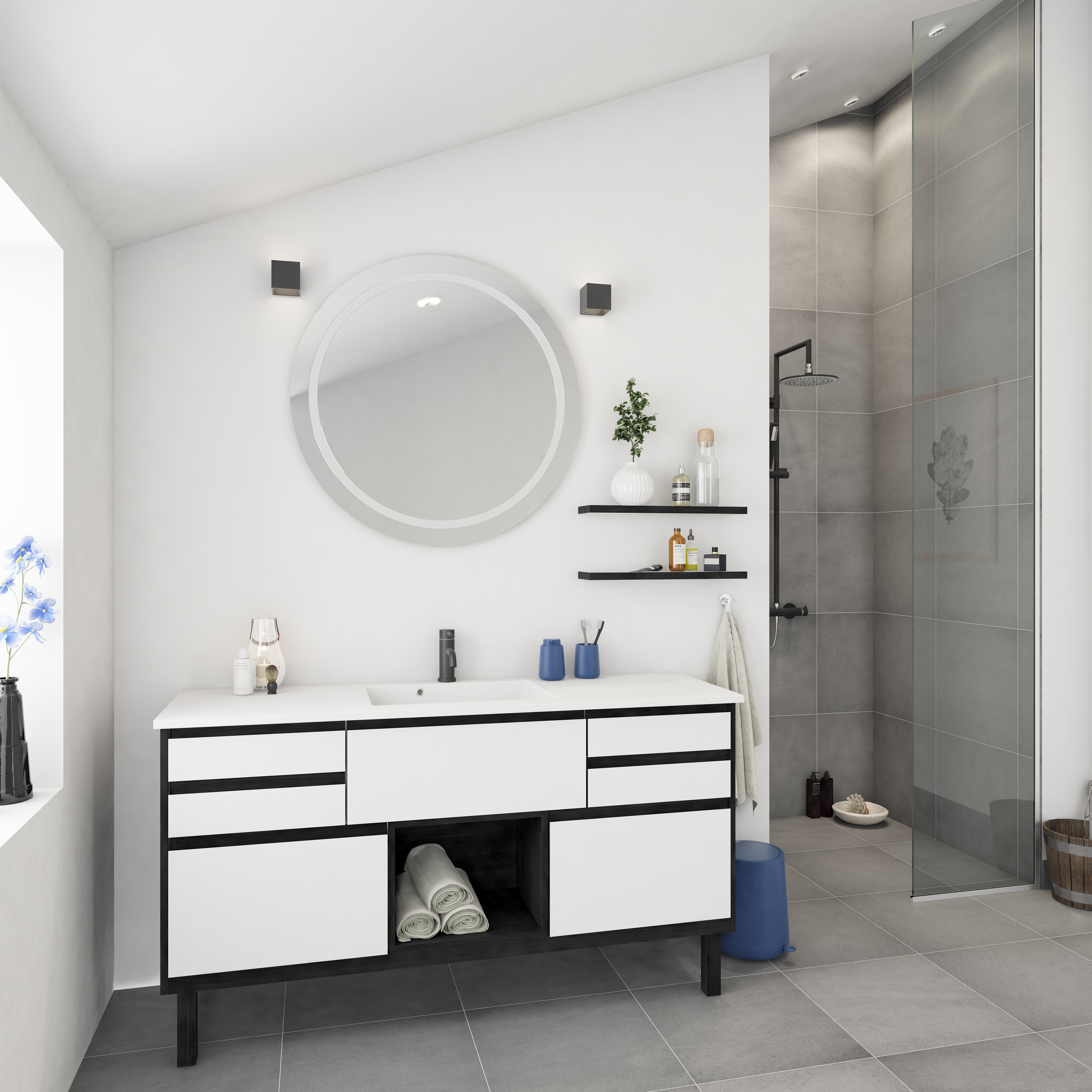 Modern by DESIGNA - Bricks - Hvit med svart kant 