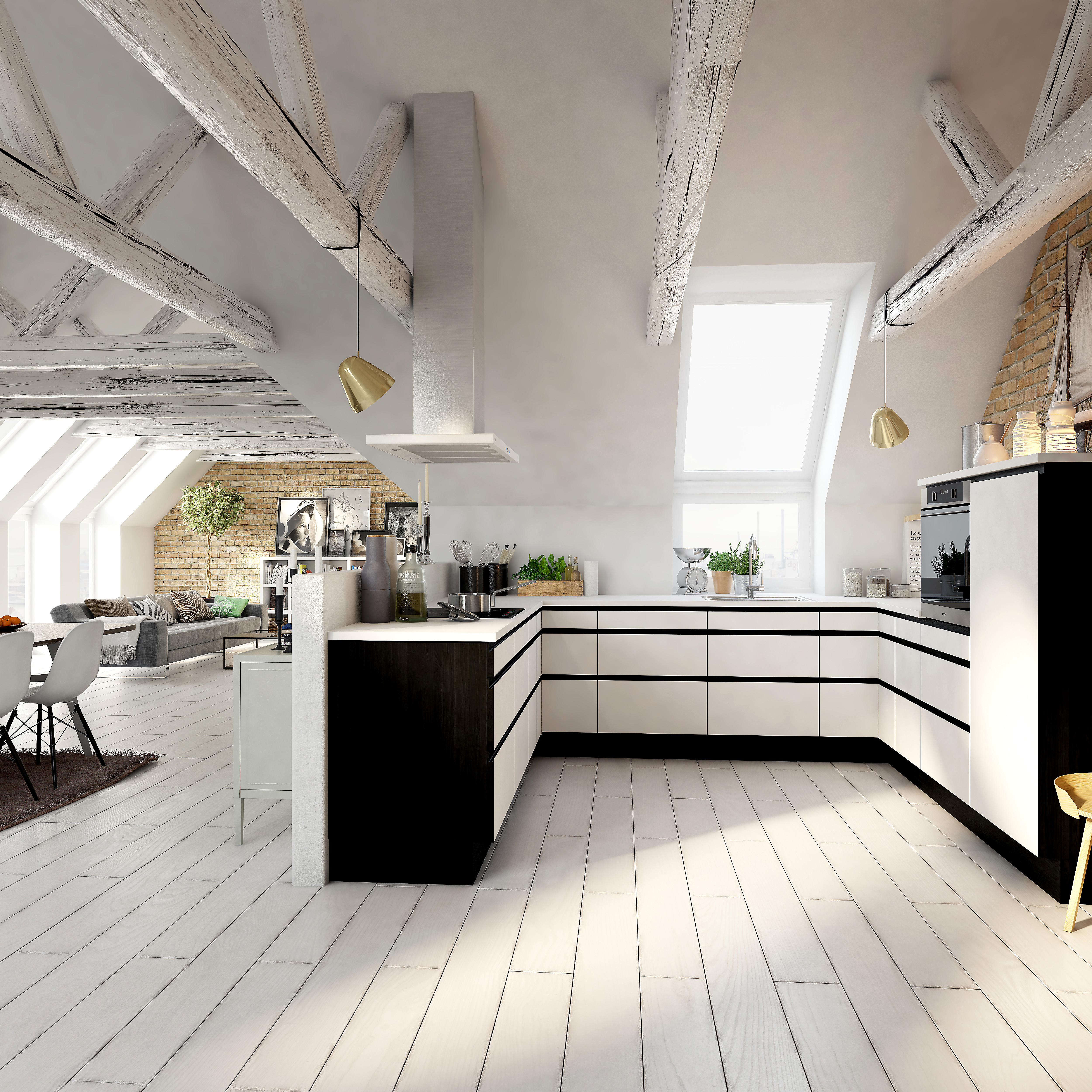 Modern by DESIGNA - Hvit med svart kant og integrert grep 