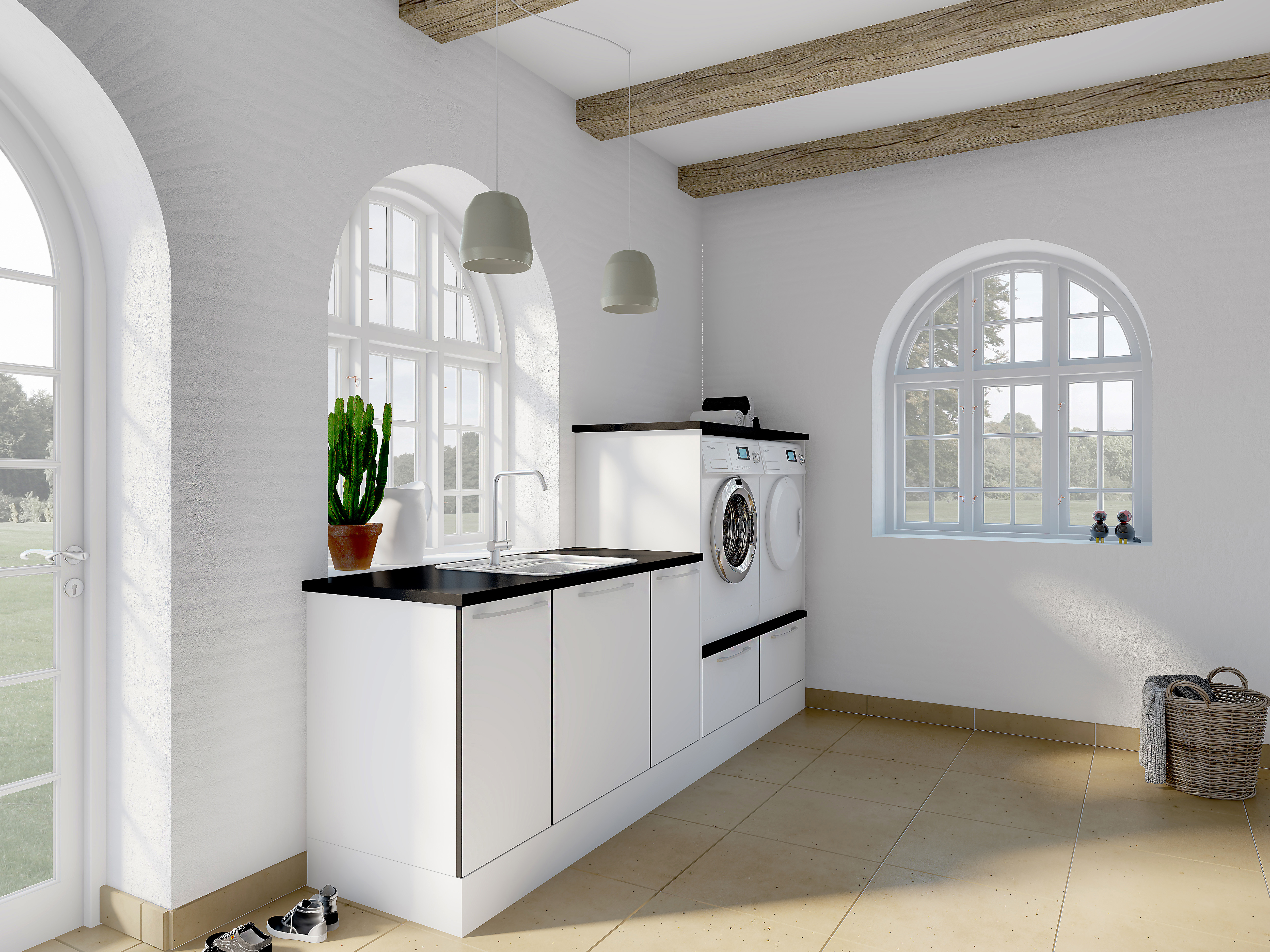 Modern by DESIGNA - Hvit med svart kant - Vaskerom 
