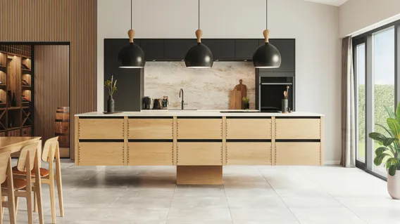 Silk by Designa kjøkken i svart kombinert med Nature by Designa fingerfrest