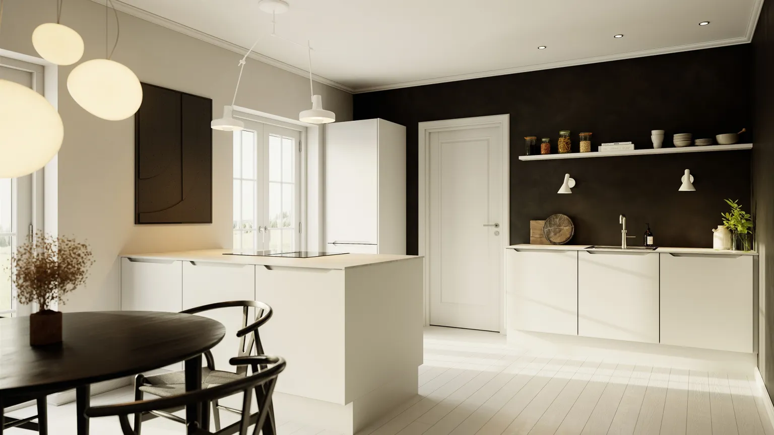 Modern by Designa kjøkken matt hvit recycled PET folie